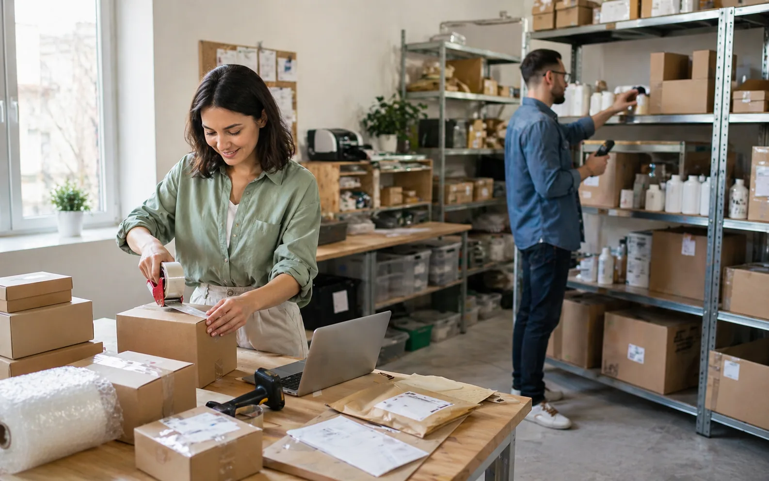 Команда интернет-магазина работает с товарами, заказами и остатками в офисе со складской зоной